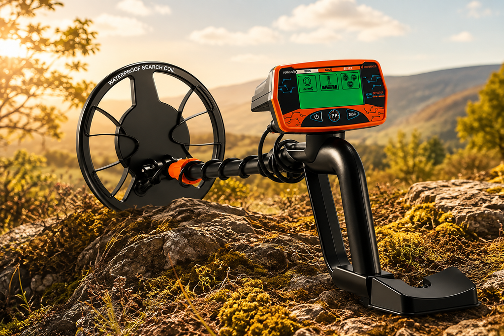 Détecteur de métaux à 3 modes avec écran LCD et disque étanche, conçu pour la recherche sur terrains accidentés
