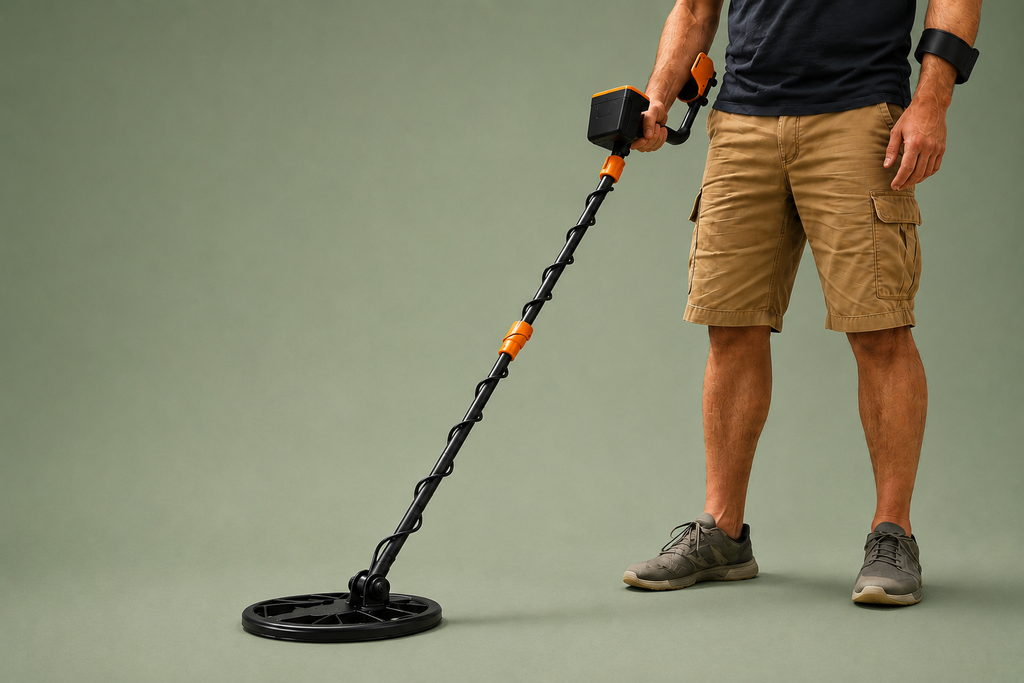 Détecteur de métaux pour adultes et enfants avec tige réglable, poignée ergonomique et grand disque de recherche 