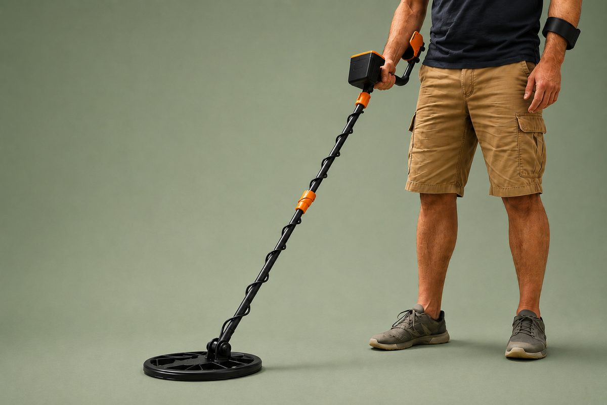 Détecteur de métaux pour adultes et enfants avec tige réglable, poignée ergonomique et grand disque de recherche 