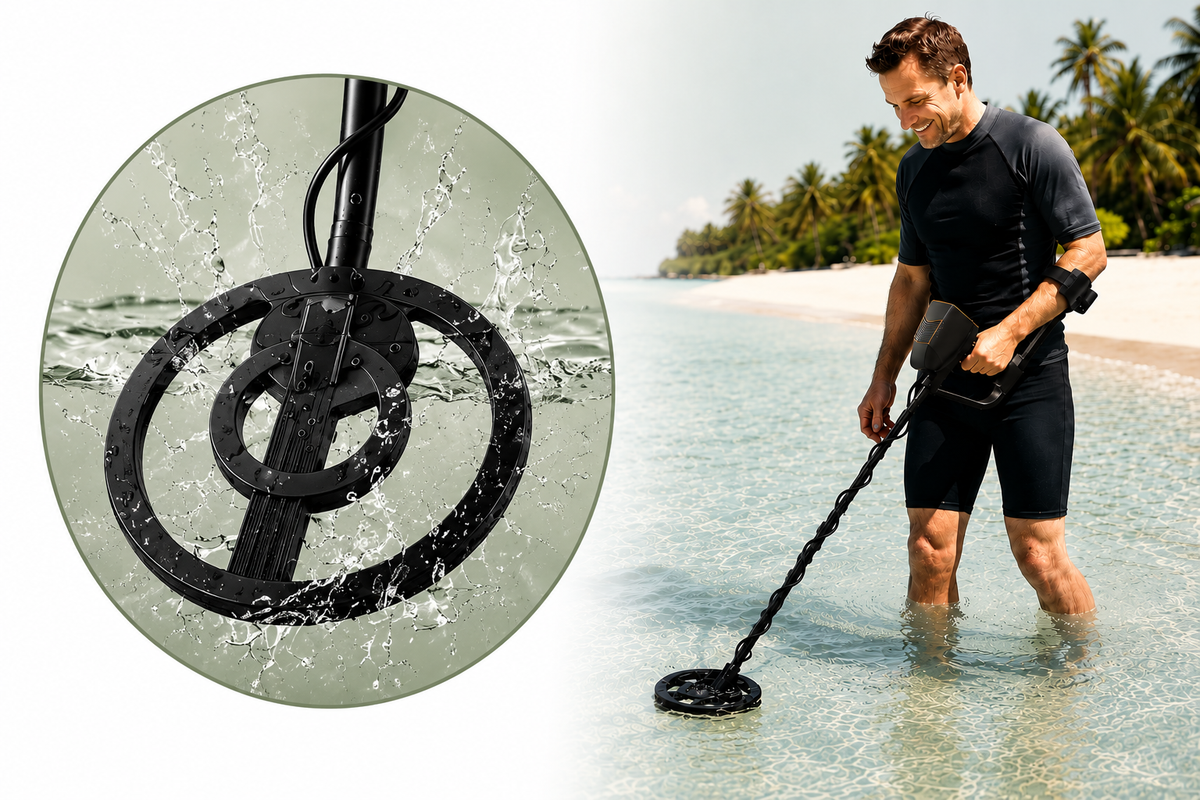 Détecteur de métaux pour adultes et enfants avec disque étanche, idéal pour la recherche sur la plage et en eau peu profonde