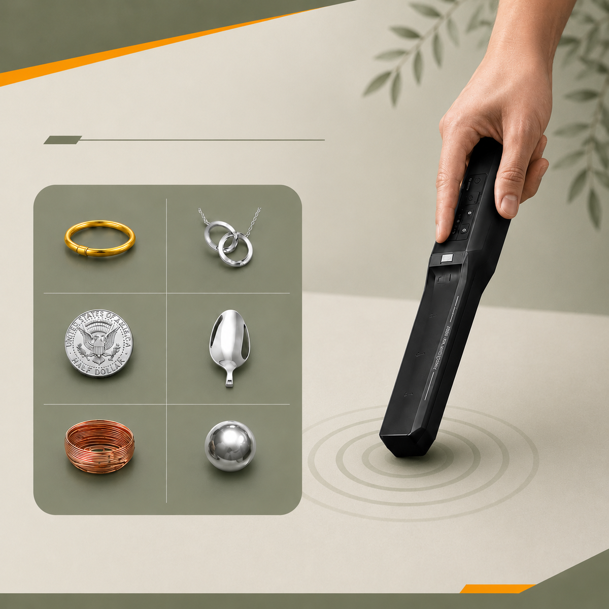 Pinpointer rechargeable détectant avec précision bijoux, pièces et différents objets métalliques 