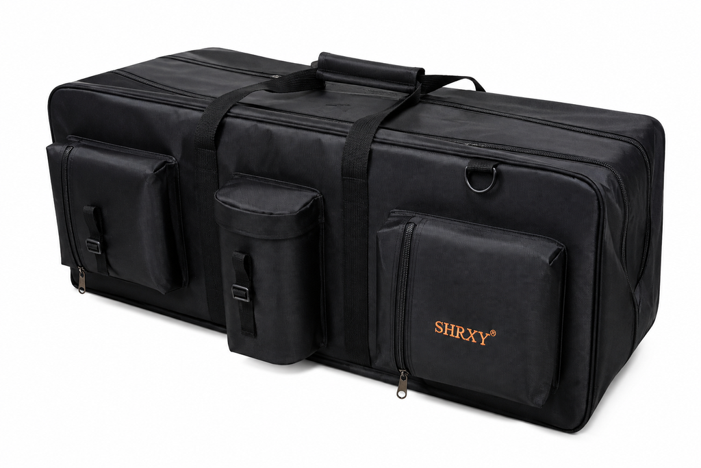 Sac de transport noir pour détecteur de métaux avec poignées renforcées, fermeture zippée et poches de rangement 